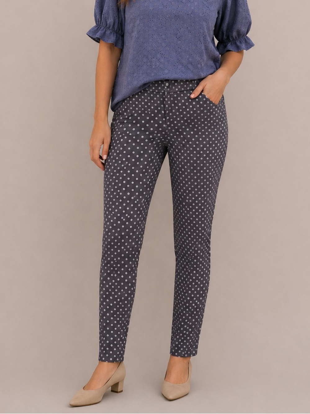 Boden Richmond Crop Floral Pants Grey Pink Daisy WM454 Size 2 Career Office